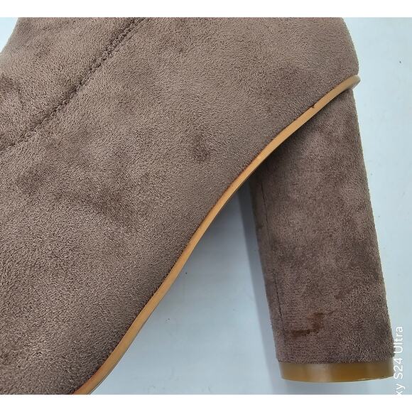Cape Robbin Brown Stretch Ankle Boots Zip Chunky Block Heels Bootie Womens 11M - Picture 10 of 11